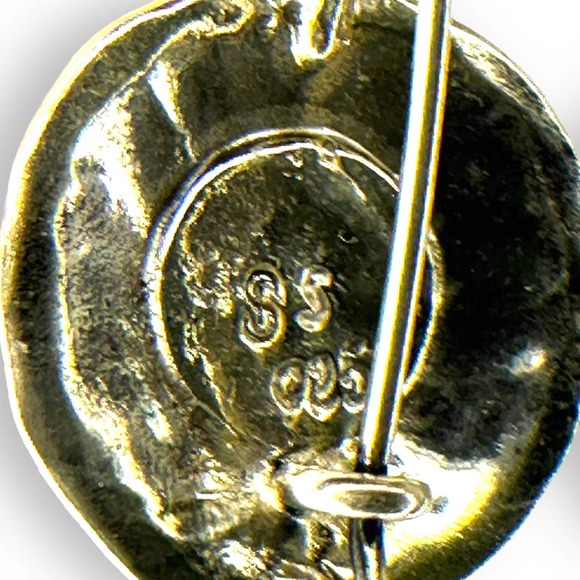 Sterling Silver Blue Fire Opal Inlay Earrings Vintage Handmade Native American - Picture 6 of 8